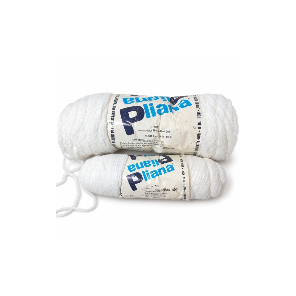Vintage 1970s Pliana Yarn White 203 Dye Lot 10 Lot of 2 Skeins 8.75 oz Olefin